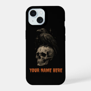 Cuervo gótico sobre misterio vintage de calavera .