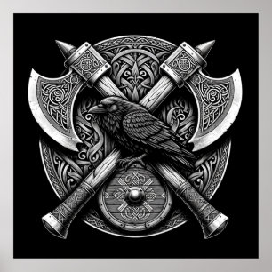Cuervo y Hachas – Arte de la Muralla de Escudos de