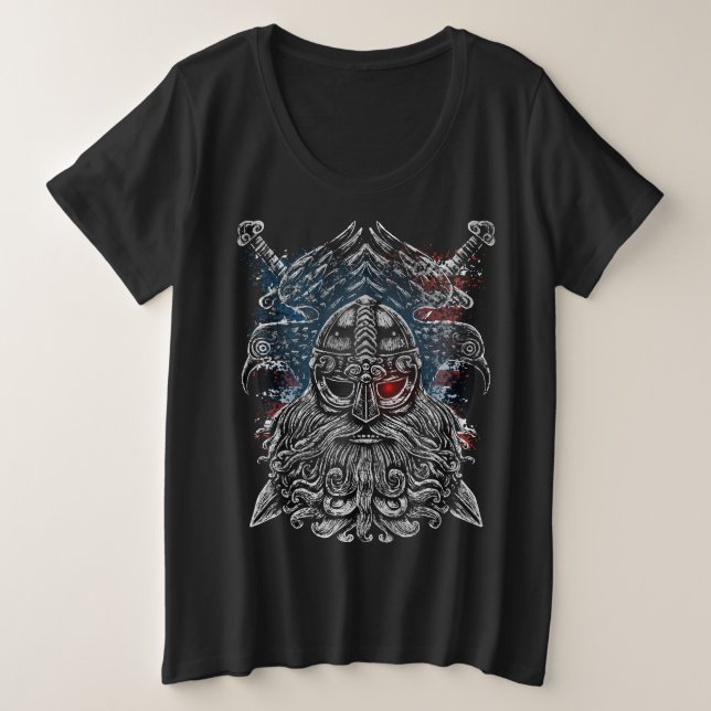 Cuervos y espadas de Odín Mitología Vikinga bander (Anverso del diseño)