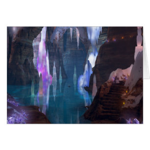 Cuevas relucientes con tarjeta de noche