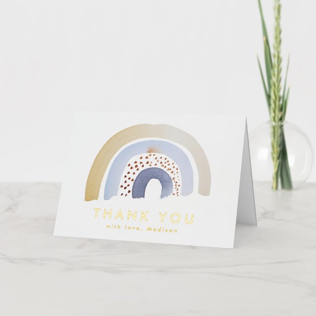 Cuidada acuarela azul arcoiris Gracias (Anverso)