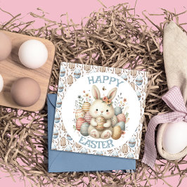 Cuidada acuarela Bunny Easter Tarjeta de felicitac