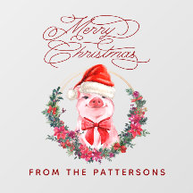 Cuidada acuarela Cerdo y nombre familiar Feliz Nav