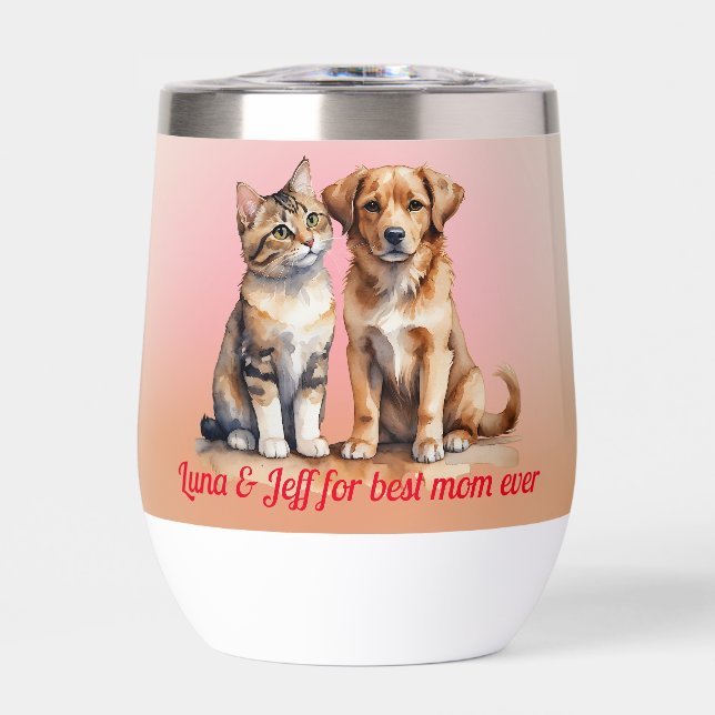 Cuidada acuarela de gato y perro (Frente)