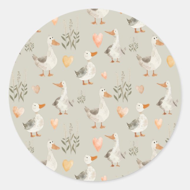 Cuidada acuarela Geese Classic Round Pegatina (Anverso)