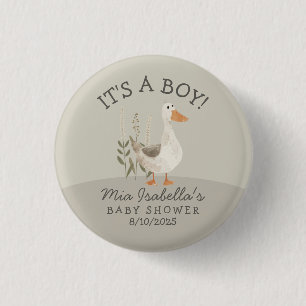 Cuidada acuarela Goose Baby Shower Boy - Botón