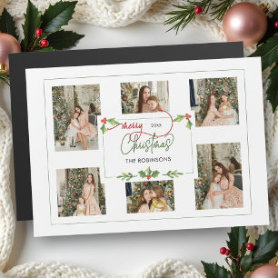 Cuidada acuarela Holly Merry Christmas Multi Photo