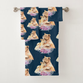 Cuidada acuarela madre patrón de león y cubo