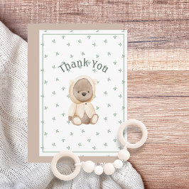 Cuidada acuarela oso simple tarjeta de agradecimie