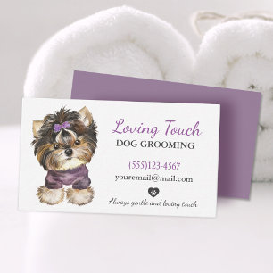 Cuidada acuarela Perro Grooming Tarjeta de visita