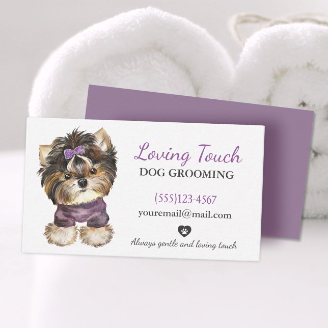 Cuidada acuarela Perro Grooming Tarjeta de visita (Subido por el creador)