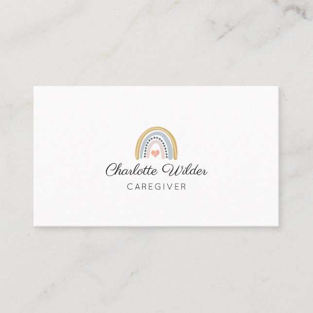 Cuidada acuarela Rainbow Caregiver tarjeta de visi (Anverso)