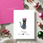 Cuidada acuarela Tarjetas para Navidades de gato n<br><div class="desc">Celebra las vacaciones con estas adorables tarjetas de Navidad que incluyen a Samantha, un gato negro festivo ilustrado en un encantador estilo acuático. Con un sombrero de Santa y baudible de vacaciones en su cuello, este gatito aporta la mezcla perfecta de dulce y divertido a los saludos de su temporada....</div>