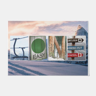 Cuidada alfombra de bienvenida, portón delantero