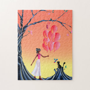 Cuidada Ballerina y Cat Night Sky Jigsaw Puzzle