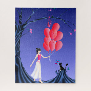 Cuidada Ballerina y Cat Night Sky Jigsaw Puzzle