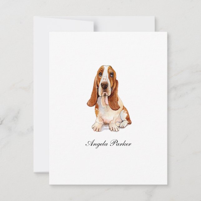 Cuidada Basset Hound acuarela Tarjeta de agradecim (Anverso)