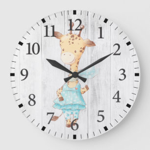 Cuidada bebé niña Giraffe reloj de pared