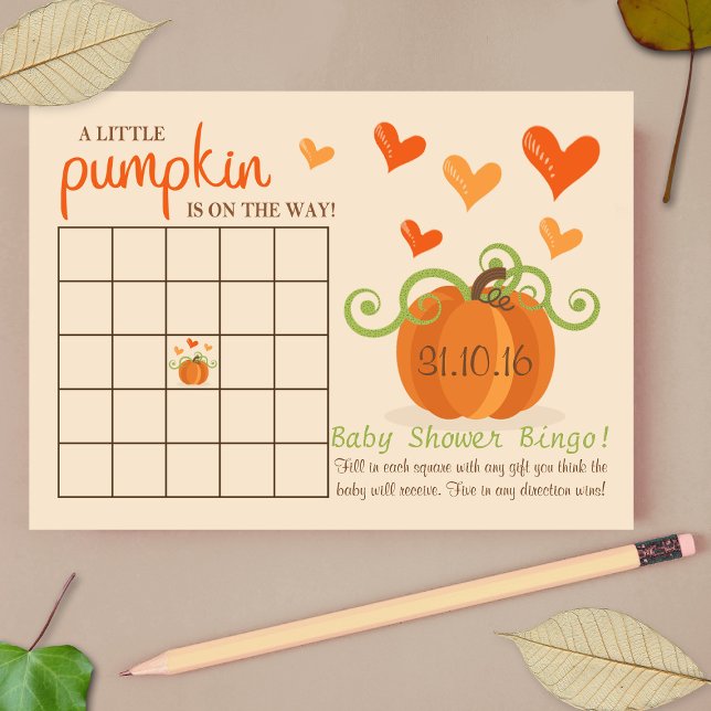 Cuidada calabaza Baby Shower Bingo Cards (Subido por el creador)