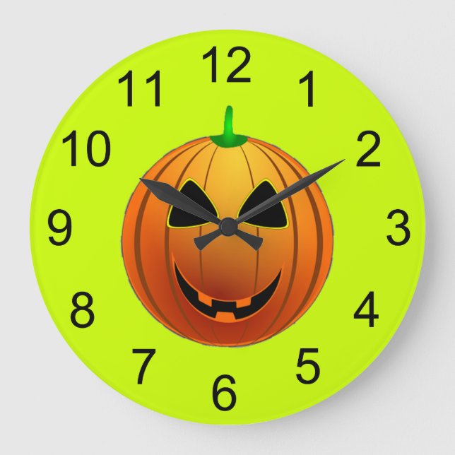 Cuidada calabaza sonrisa reloj de pared de Hallowe (Anverso)