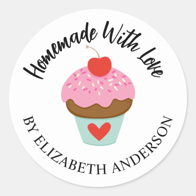 Cuidada Casera Con Amor Pegatina De Cupcake (Anverso)