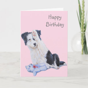 Cuidada collie realist dog art tarjeta de cumpleañ