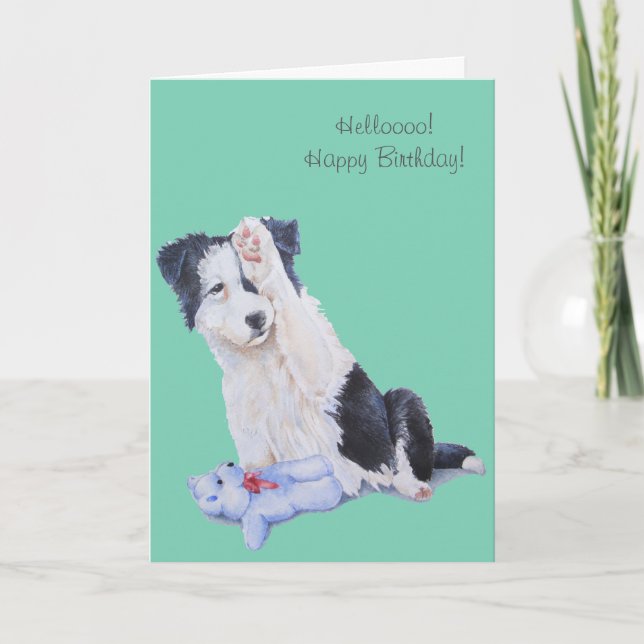 Cuidada collie realist dog art tarjeta de cumpleañ (Anverso)