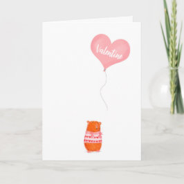 Cuidada conejillo con tarjeta El día de San Valent