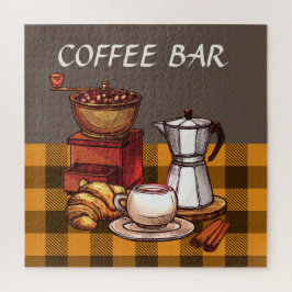 Cuidada decoración de barra de café rompecabezas r
