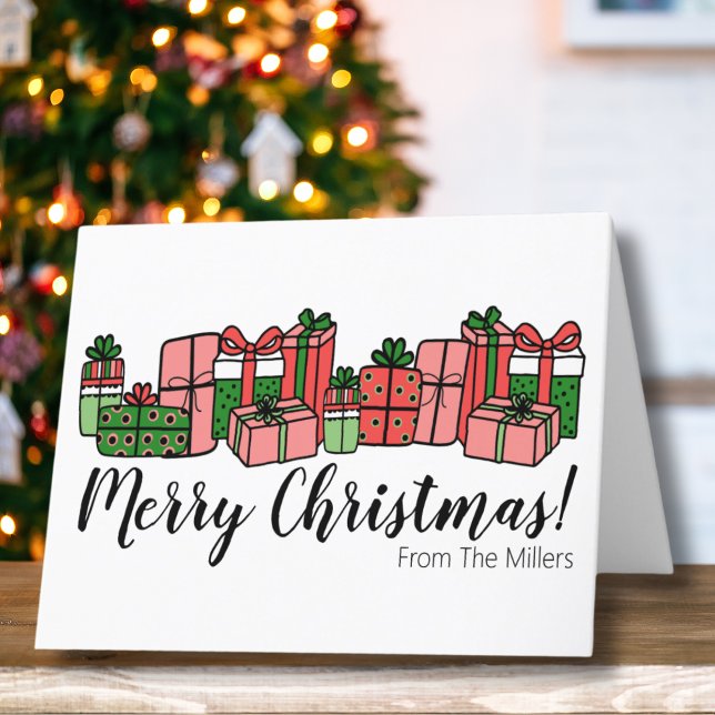 Cuidada escritura colorida Feliz Navidad (Cute Colorful Merry Christmas Holiday Card)