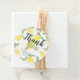 Cuidada etiqueta rústica de limón de la ducha favo