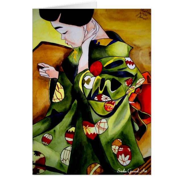 Cuidada geisha japonesa original arte acuático (Frente)