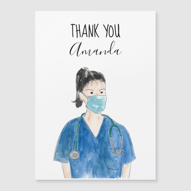 Cuidada Gracias Personalizado Enfermera Acuarela C (Anverso)