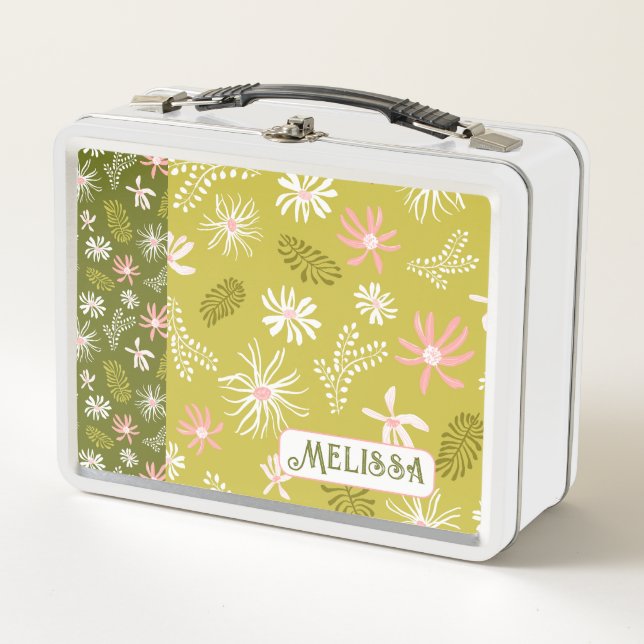 Cuidada Lunchbox personal Metalizado verde y rosa  (Anverso)
