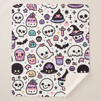 Cuidada manta de patrón de cráneo de halloween