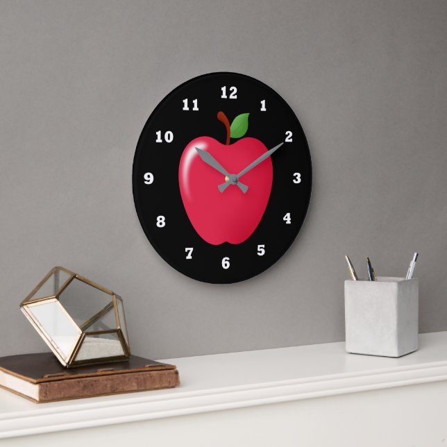 Cuidada Manzana roja fruta de la casa reloj de dec (Oficina)