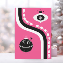 Cuidada Navidad Rosa Y Negro Retro Feliz