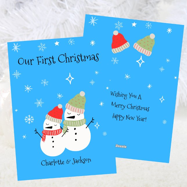 Cuidada pareja de Snowman primera Navidad (Cute Snowman Couple First Christmas Holiday)