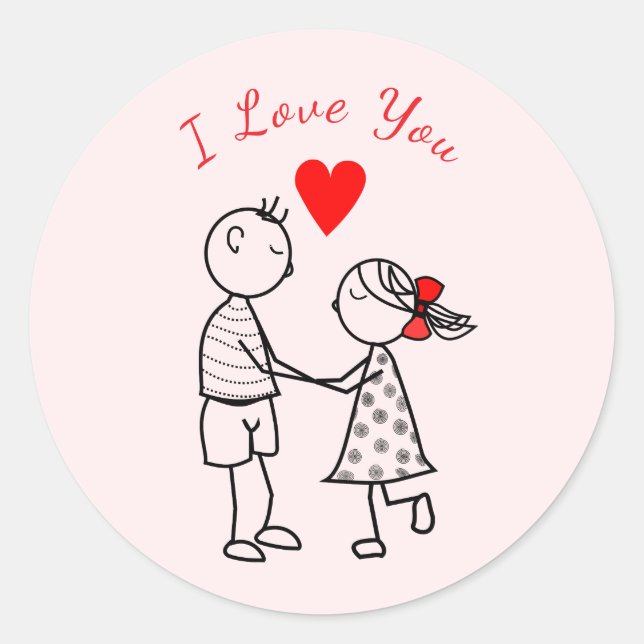 Cuidada Pareja Romántica En Pegatinas De Amor - Te (Anverso)