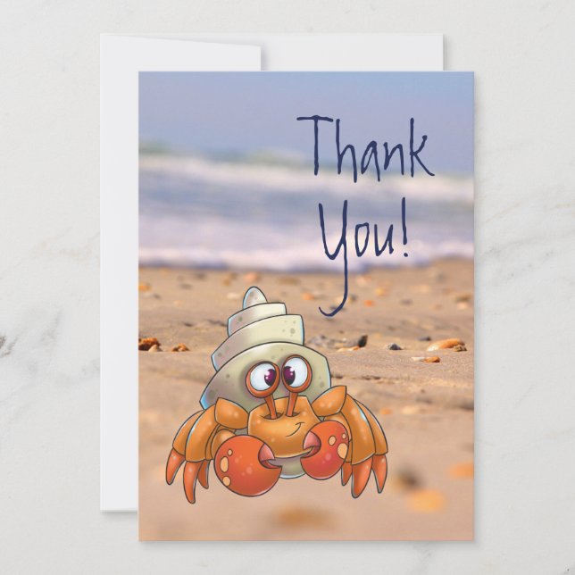 Cuidada Personalizado Hermit Crab Gracias Tarjeta (Anverso)