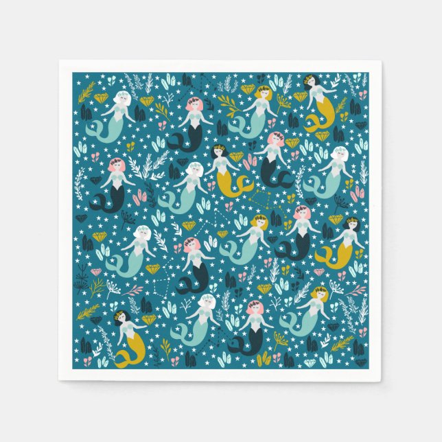 Cuidada servilleta de papel de sirena (Anverso)