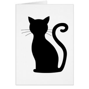 Cuidada silueta de gato negro divertido negro y bl
