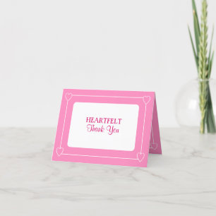 Cuidada tarjeta Baby Shower simple rosa de agradec