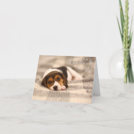 Cuidada tarjeta de agradecimiento con beagle puppy
