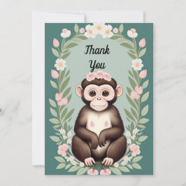 Cuidada tarjeta de agradecimiento de mono feliz