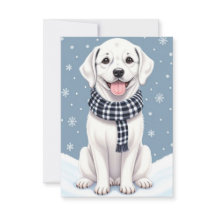 Cuidada tarjeta de agradecimiento para perro blanc