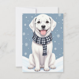 Cuidada tarjeta de agradecimiento para perro blanc