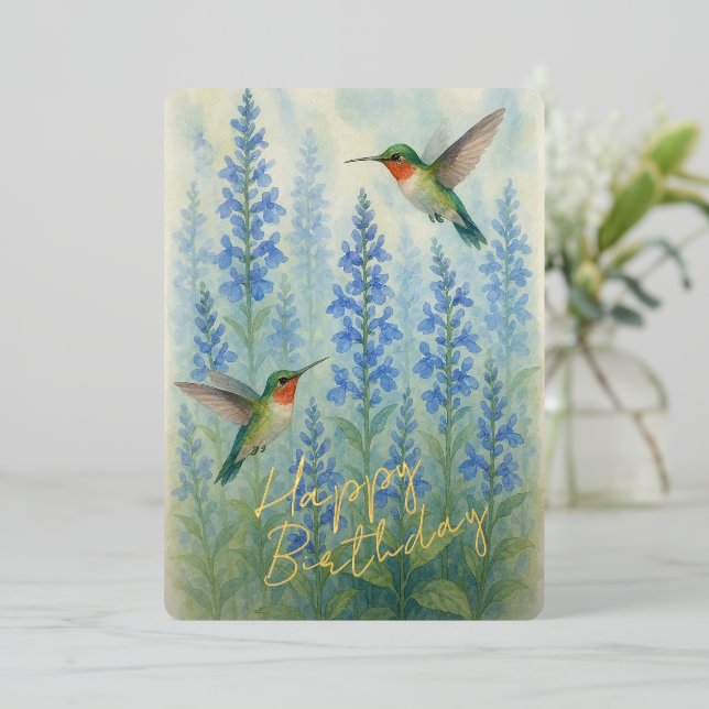 Cuidada tarjeta de cumpleaños de Relieve metalizad (Anverso de pie)