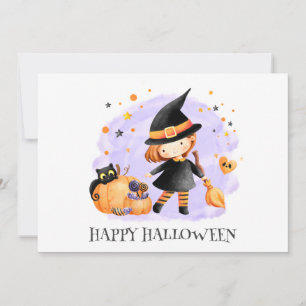 Cuidada tarjeta de halloween de bruja