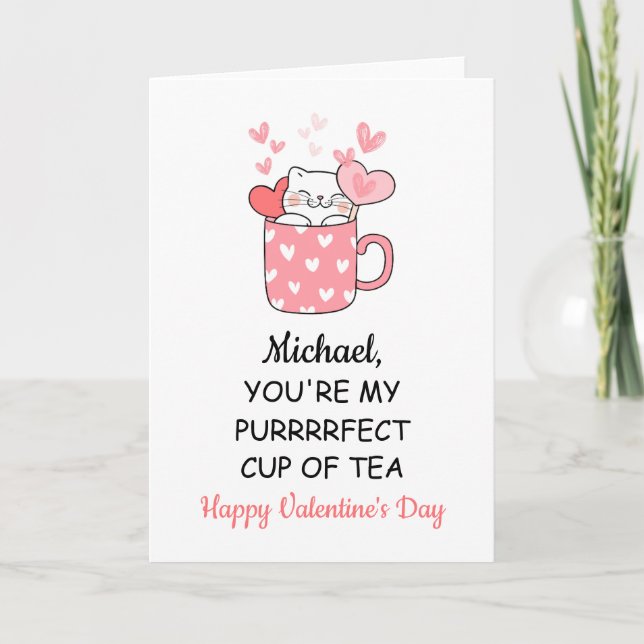 Cuidada tarjeta de Personalizado de gato Día de Sa (Anverso)